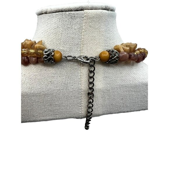 Vintage Multi-Strand Beaded Necklace With Agate Chips - Picture 6 of 7